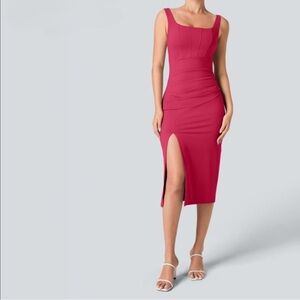 HALARA Berry Red Corset Dress